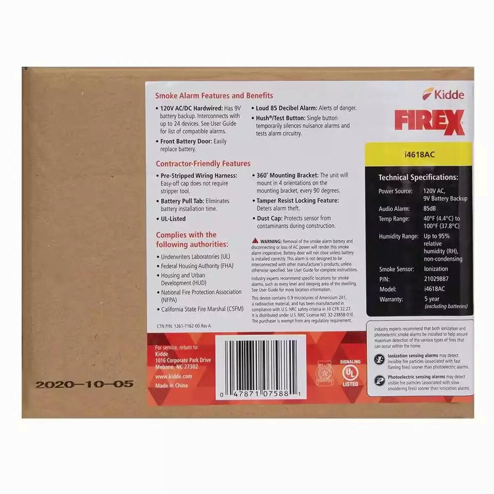 Firex Hardwired Ionization Smoke Detector 4-Pack - i4618