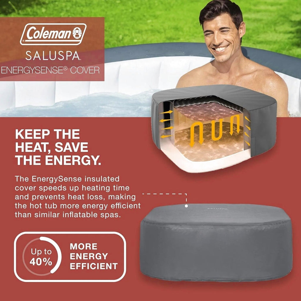 Coleman 4 To 6 Person Square Inflatable Hot Tub With 114 AirJets, Gray - 15442