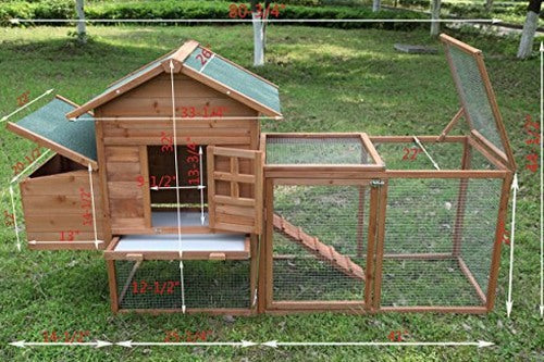 Wooden Chicken Coop With Nest Box, 80.7in L x 26in W x 44.5in H