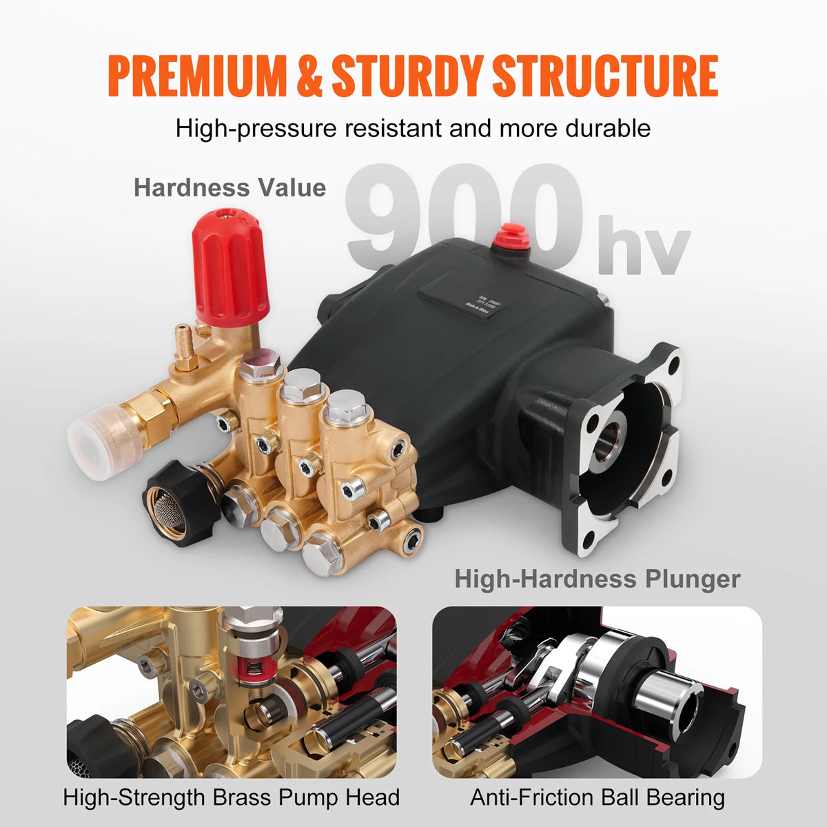 KFFKFF Triplex Pressure Washer Pump, 3/4 in Shaft, 3700 PSI, 2.5 GPM - KPD2110G