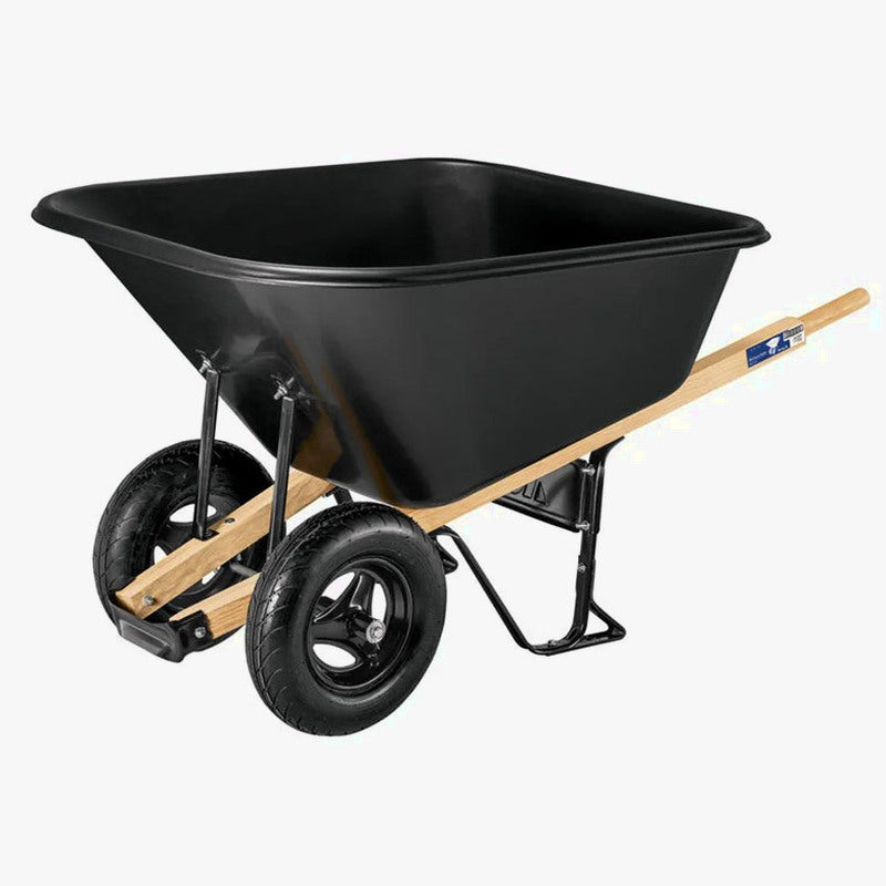 Poly Wheelbarrow 10 Cu Ft Black With Dual 16-Inch Pneumatic Tires And Hardwood Handles
