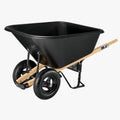 Poly Wheelbarrow 10 Cu Ft Black With Dual 16-Inch Pneumatic Tires And Hardwood Handles