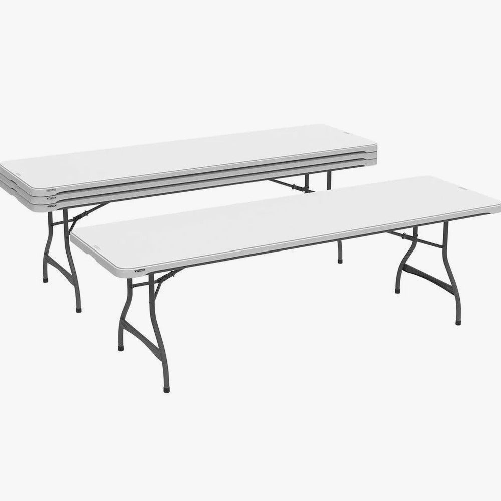 Lifetime Commercial Nesting Folding Table 4-Pack, 96 in. x 30 in., White Granite - 8-Foot
