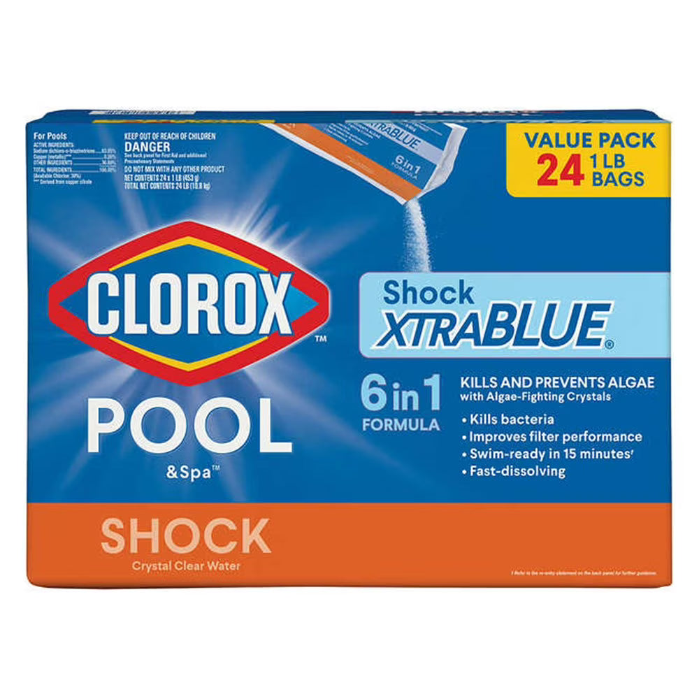 Clorox Pool And Spa XtraBlue Shock Treatment, 24 1-Pound Bags