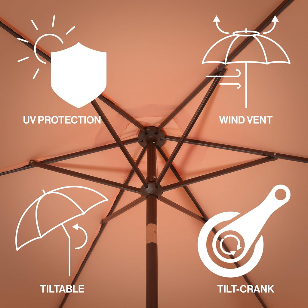 JONATHAN Y 9 ft Classic Cottage Tassel Market Patio Umbrella - UMB1001