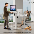 Electric Standing Desk 48 x 24 Inch Adjustable Height White With 3 Memory Controller