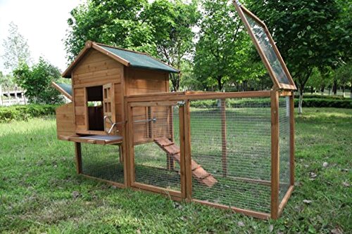Wooden Chicken Coop With Nest Box, 80.7in L x 26in W x 44.5in H