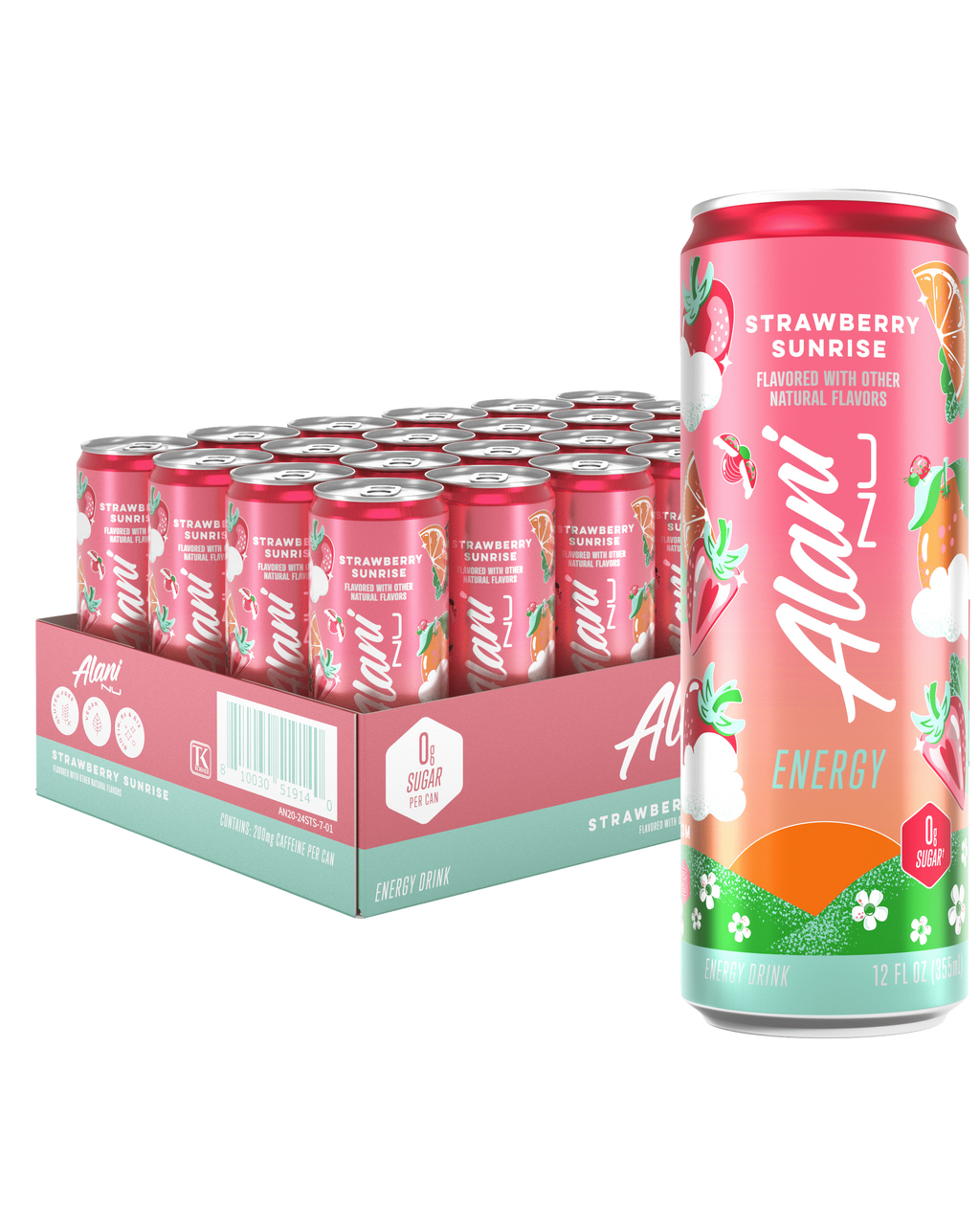 Energy Drink, Strawberry Sunrise, 12oz, 24 Pack