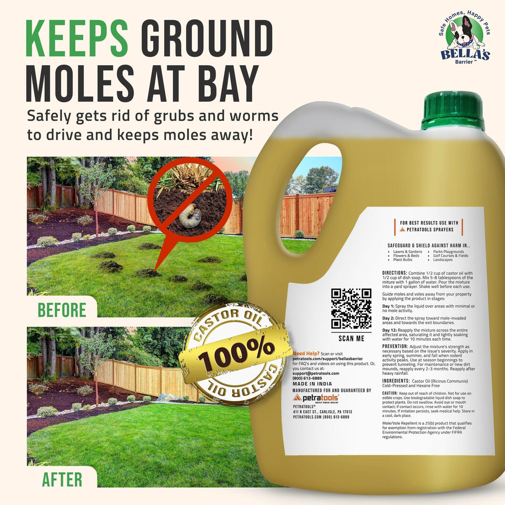 Petra Castor Oil For Moles, Gophers And Voles, Pet Safe, Food Grade, 1 Gallon - BB-4026