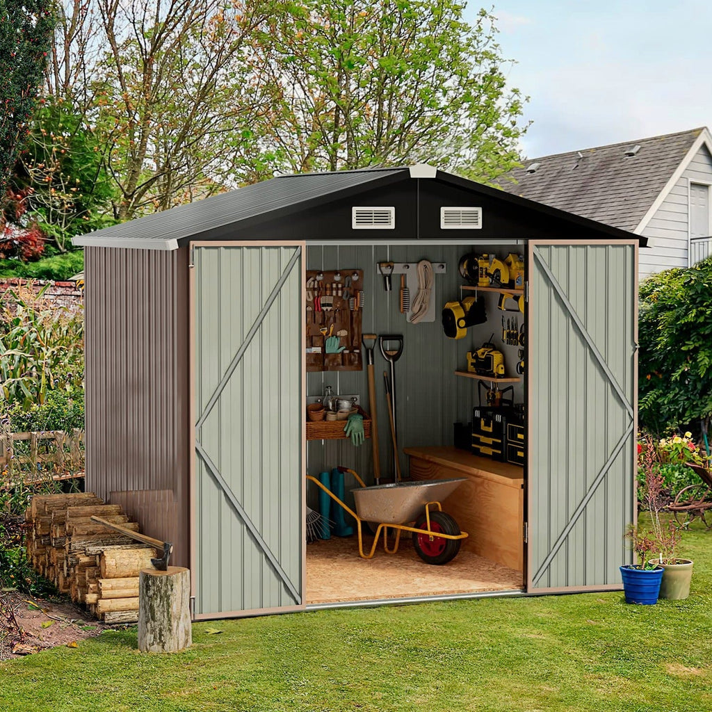 Aoxun Outdoor Storage Shed 6.4x4 FT Brown