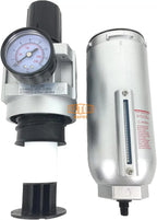NPT Compressed Air In-Line Filter Regulator Combo, Metal Bowl, 5 Micron, 7 To 175 PSI - Auto Drain
