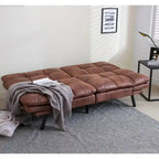Faux Leather Convertible Futon Sofa Bed - Black Or Camel-Brown