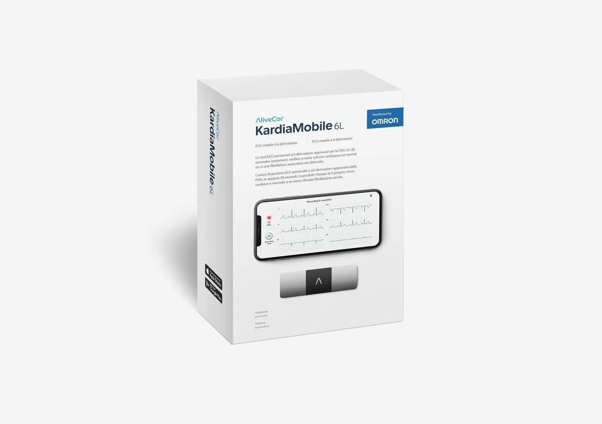 AliveCor KardiaMobile 6L Personal EKG Monitor, Black - KM-6L-E