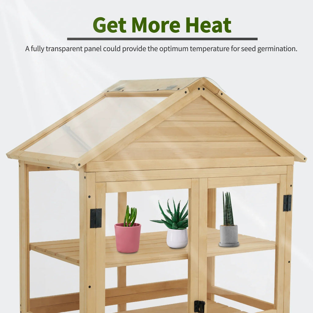 MCombo Cold Frame Greenhouse Cabinet, 3 Tier, 35.4" x 21.3" x 70.1", Fir Wood - 0847
