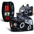 Spec-D Tuning Black LED Projector Headlights With LED Driving Bumper Fog Lamps - Chevy Avalanche 2007-2011
