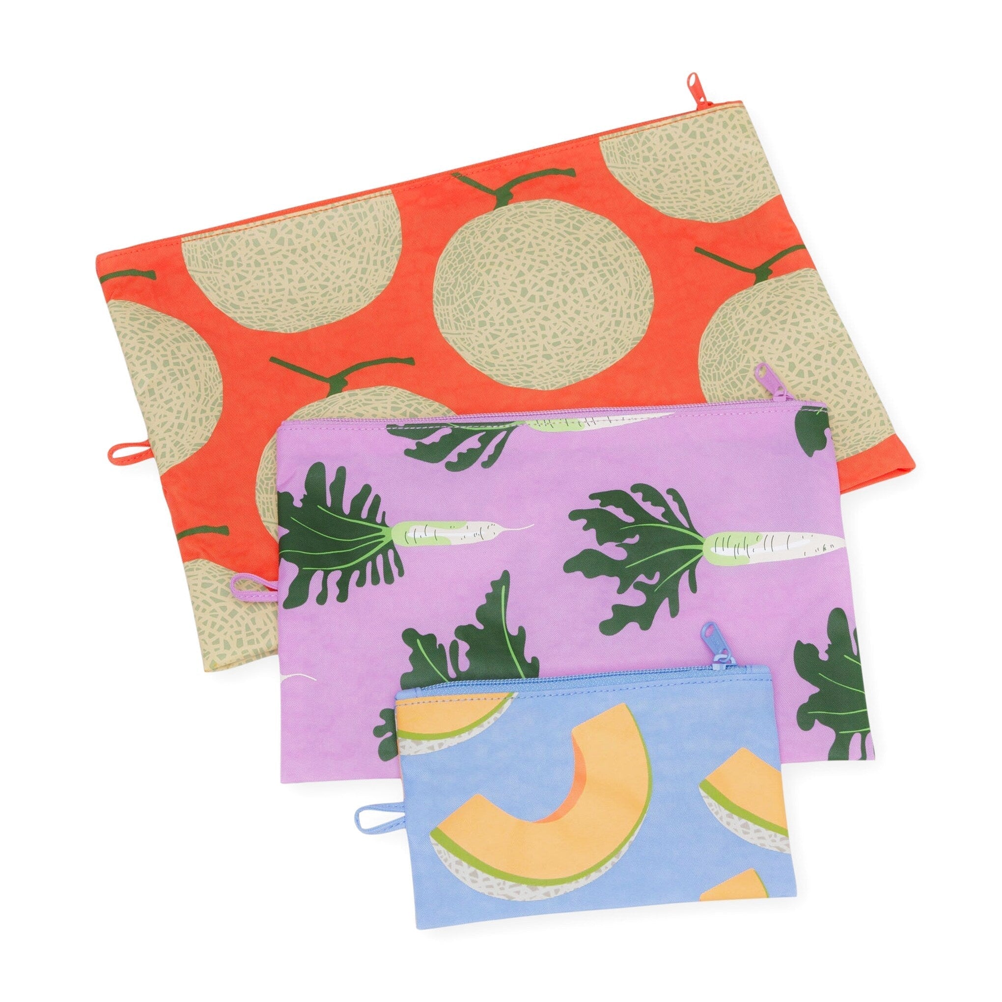 Baggu Recycled Nylon Go Pouches, Set Of 3, Japanese Produce