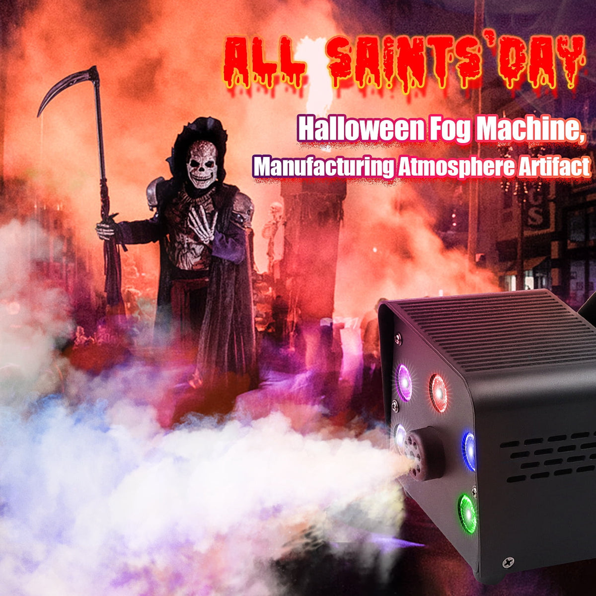 Fog Machine Smoke 550W 5 three-in-one RGB Light Beads Smoke Machine with Remote Control for Party Stage