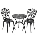 Nuu Garden 3-Piece Black Cast Aluminum Bistro Patio Set - 24 Inch Round Table