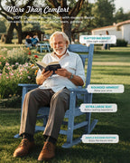 SERWALL Outdoor HDPE Oversized Rocking Chair Set Of 4, Blue, 35in D x 26.9in W x 41.3in H