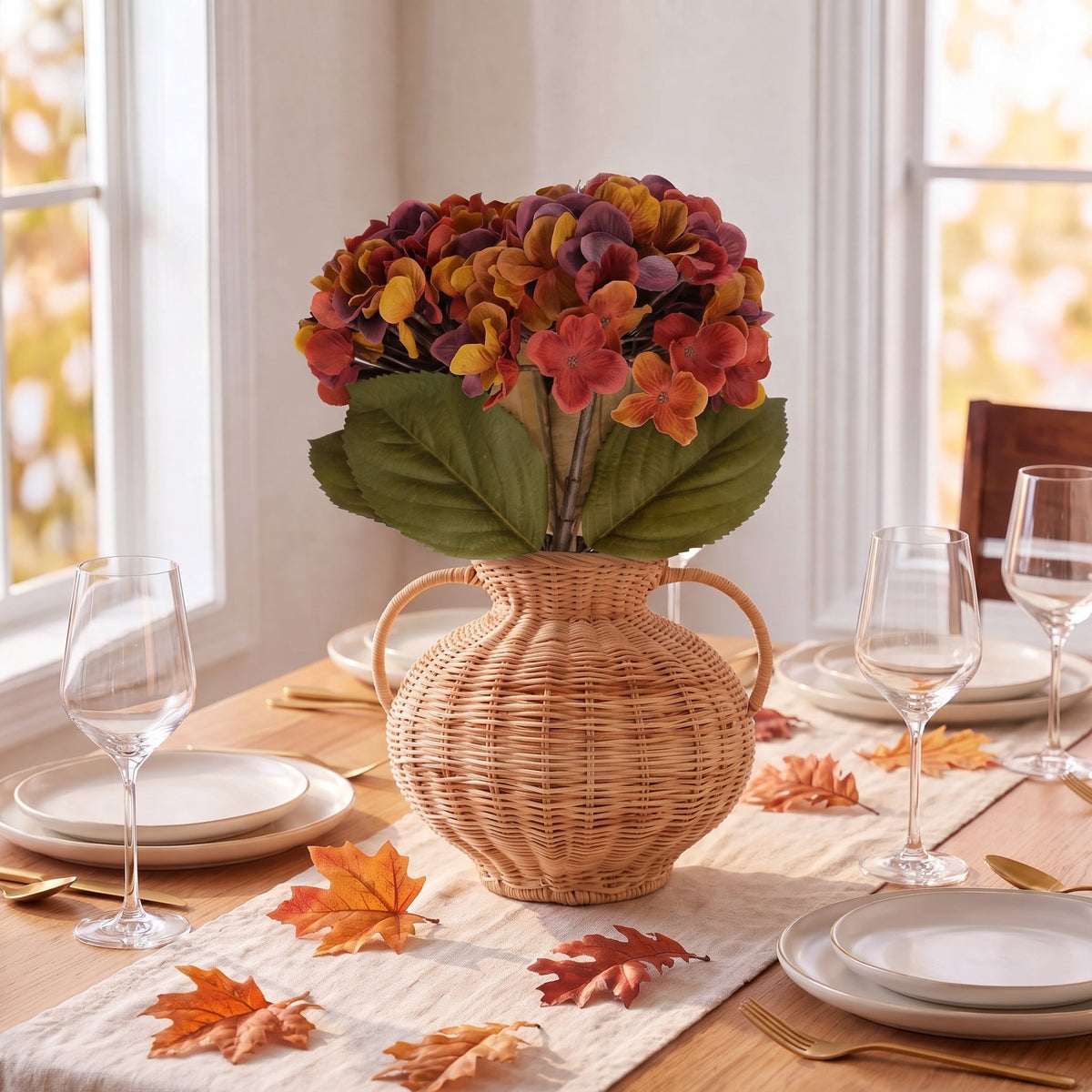 My Texas House Fall Faux Hydrangea Bundle, Burgundy, 20"