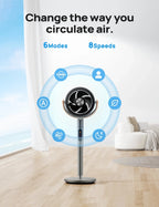 Dreo Pedestal Fan With Remote, Wi-Fi And Voice Control, 6 Modes, 8 Speeds, 12H Timer - PolyFan 513S