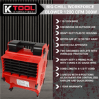 K Tool International Workforce Blower, 3-Speed, 1200 CFM, 4-Angle Position, Red - 77700