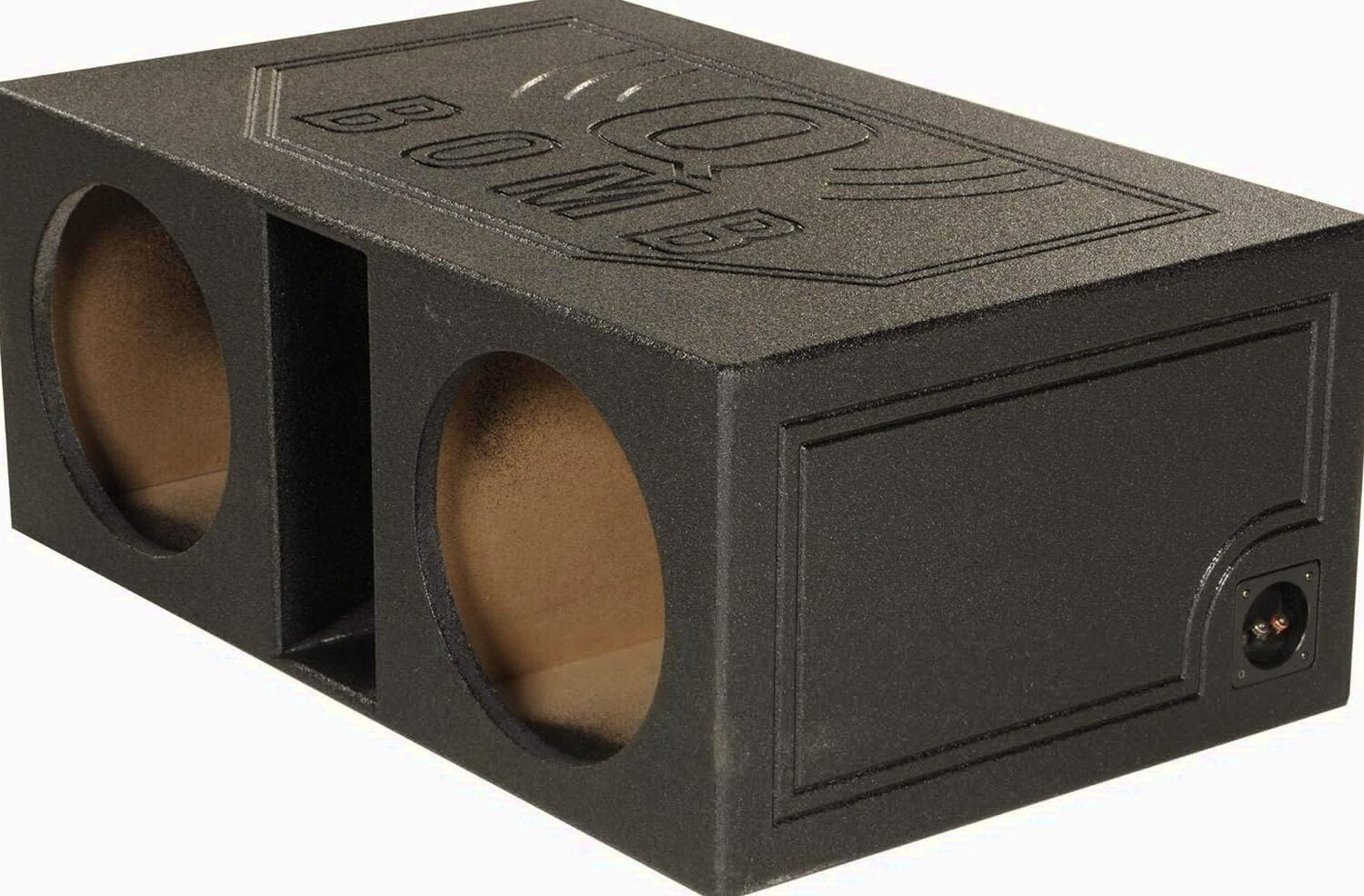 QPower Dual 12 inch Vented Subwoofer Box, Black Rhino Liner Finish - QBOMB12VL