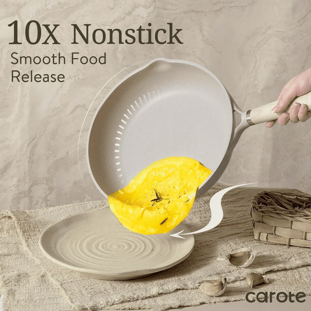Nonstick Granite Cookware Set, 21 Pcs, Beige