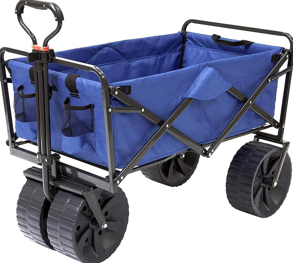 Mac Sports Heavy Duty Collapsible All Terrain Utility Beach Wagon Cart Blue/Black