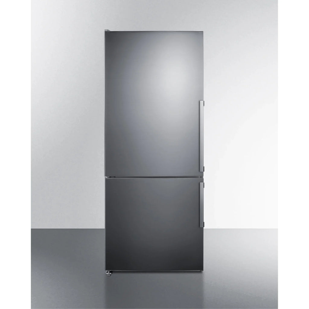 Summit 28 in Wide 14 cu ft Counter Depth Bottom Freezer Refrigerator Stainless Steel - FFBF283SSLHD