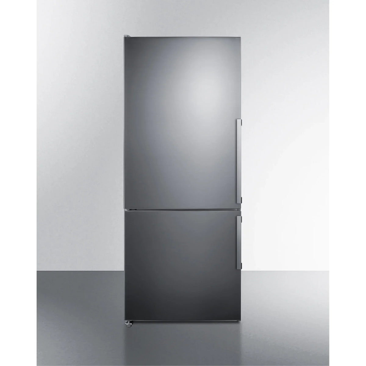 Summit 28 in Wide 14 cu ft Counter Depth Bottom Freezer Refrigerator Stainless Steel - FFBF283SSLHD