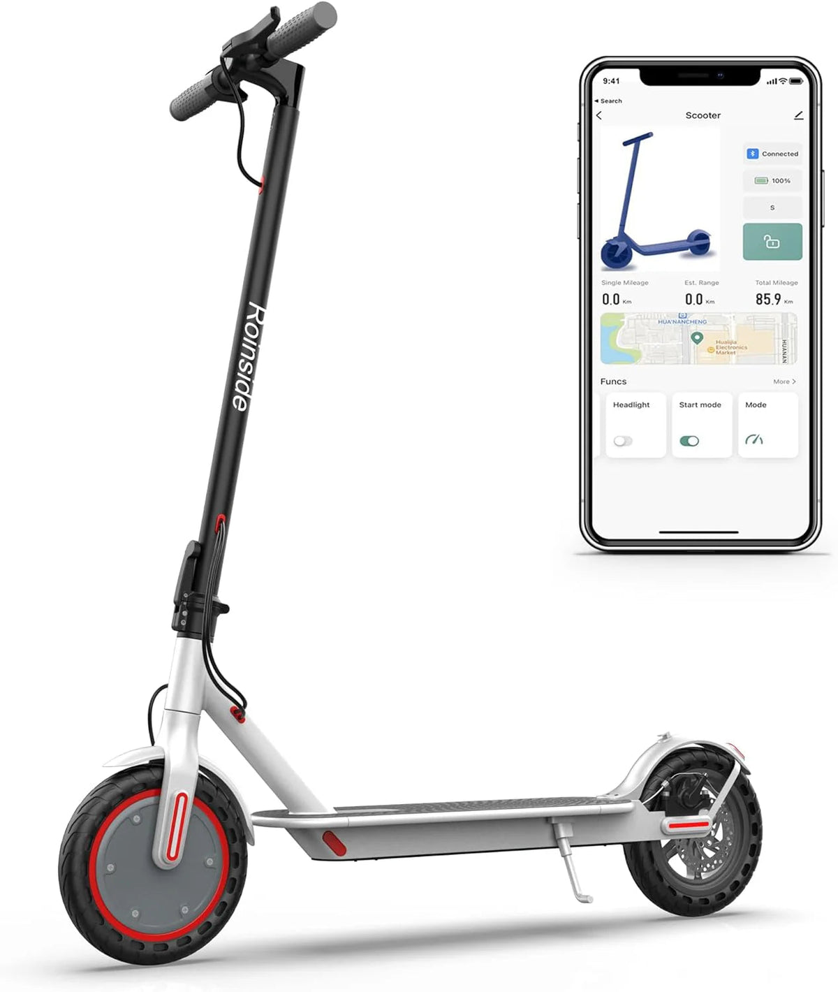 Roinside Electric Scooter, 8.5 in Solid Tires, 350W Motor, Up To 19 MPH, 21-23 Miles - UP12 Plus