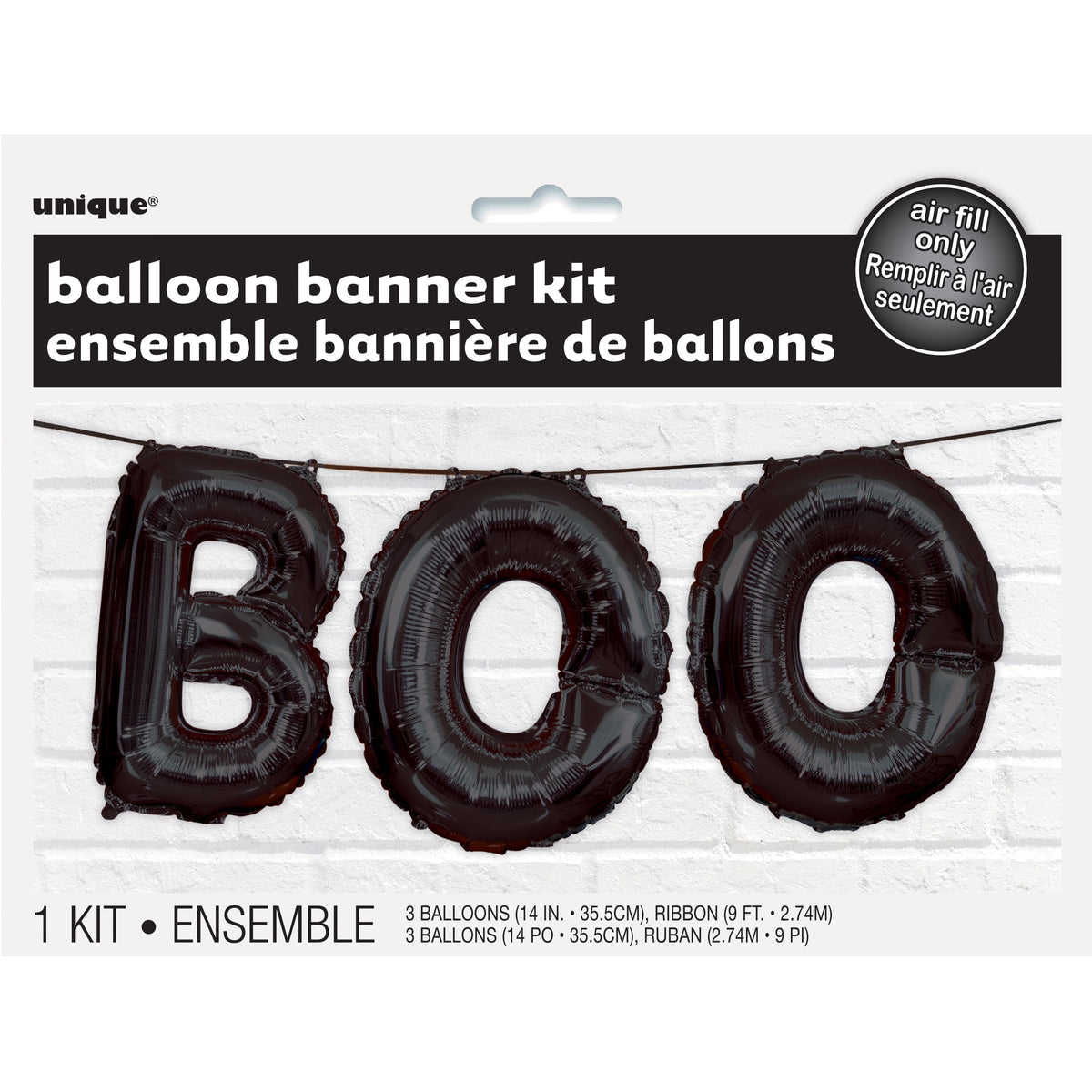 Foil Black Boo Halloween Letter Balloon Banner Kit