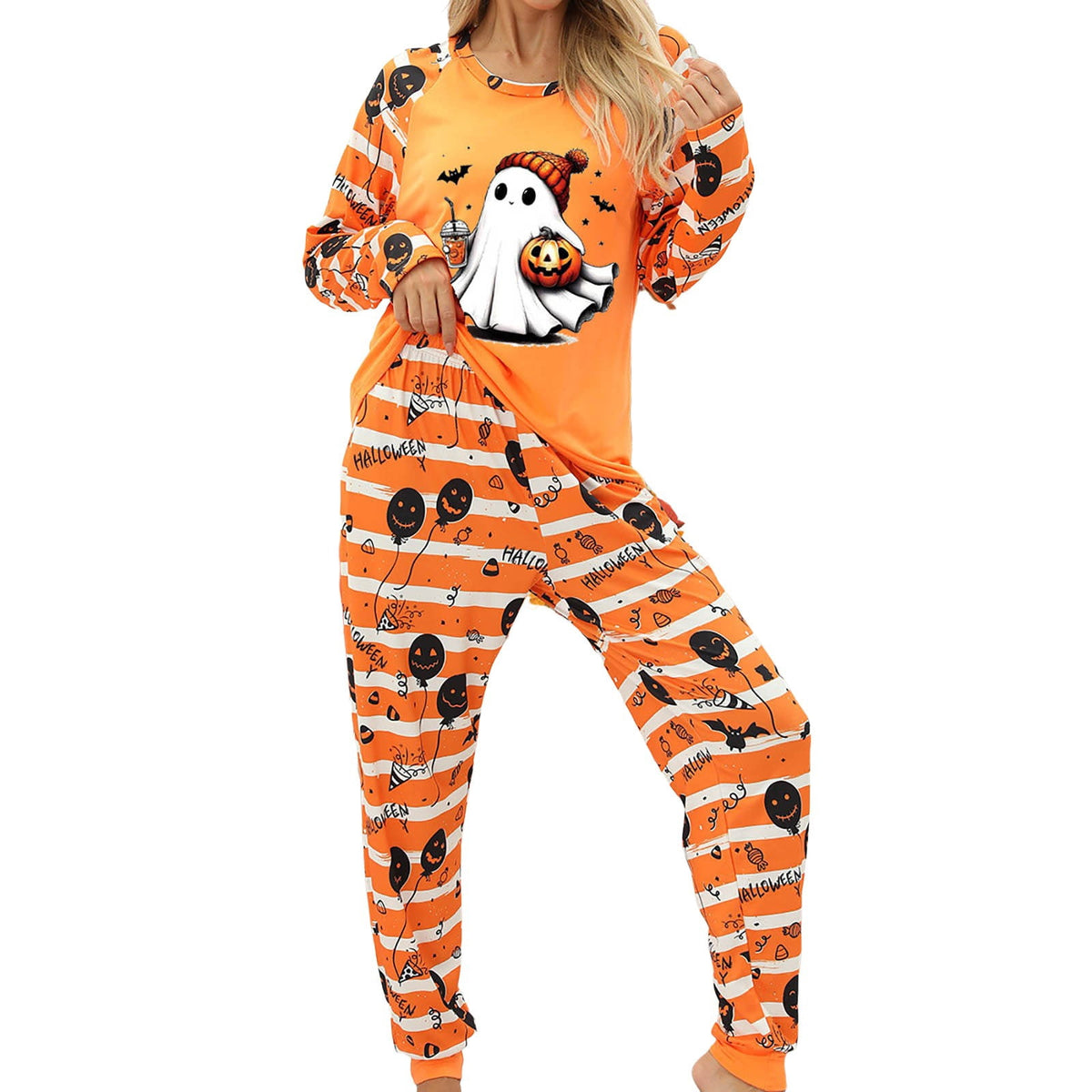 Pajamas For Women Set Halloween Cozy 2 Piece Outfit Soft Comfortable Sleepwear Loungewear Nightwear Nightclothes Homewear