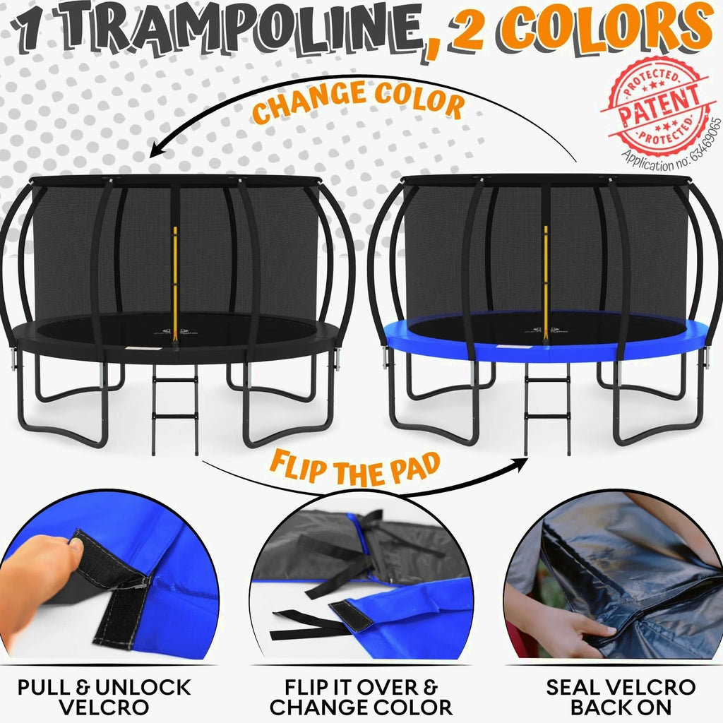 JUMPZYLLA 8FT Outdoor Trampoline With Enclosure for Kids - 14FT