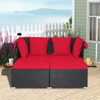 RELAX4LIFE Patio Daybed With Canopy, Cushions, 4 Pillows And 2 Side Trays, Turquoise - B0BYSN7GC7