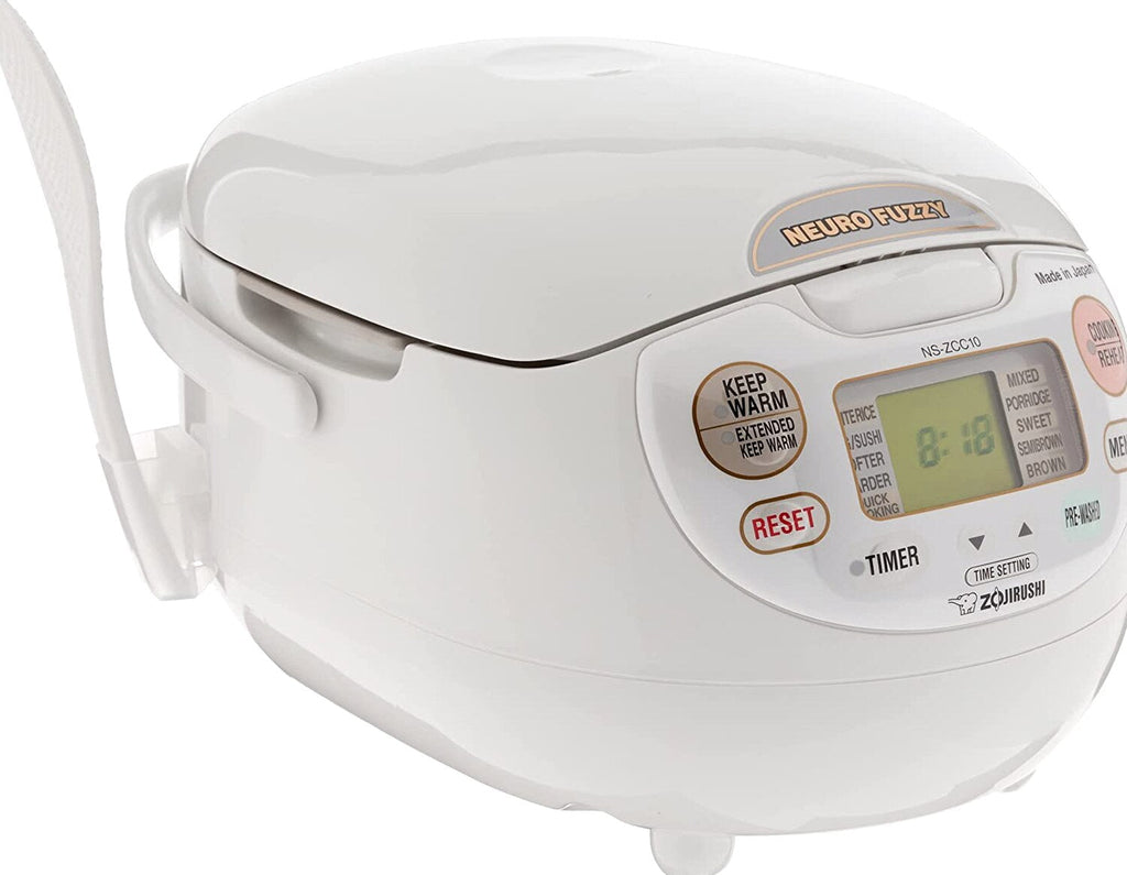 Zojirushi Made In Japan Neuro Fuzzy Rice Cooker And Warmer, 5.5-Cup, Premium White - NS-ZCC10