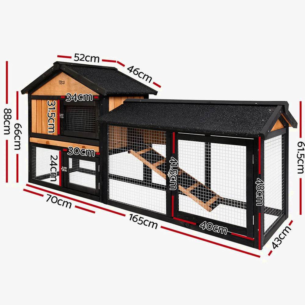 i.Pet Extra Large Wooden Outdoor Chicken Coop Rabbit Hutch With Run