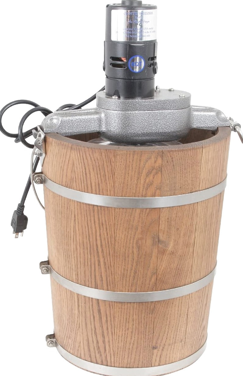 6 Qt Country Ice Cream Maker With Classic Wooden Tub And Electric Motor