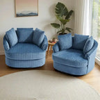 2 Oversized Corduroy Swivel Barrel Chairs, 43.2 W x 39.3 D x 31.4 H
