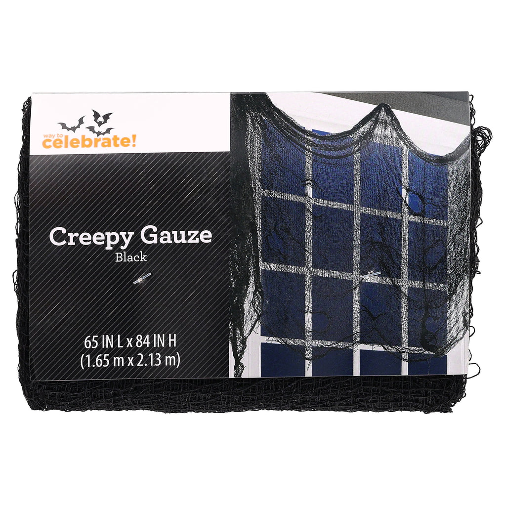 Creepy Gauze Fabric, Black, 65" x 84", Halloween by Way To Celebrate