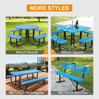 Rectangular Picnic Table, 4ft, Blue, Metal Mesh, Thermoplastic Coated Steel