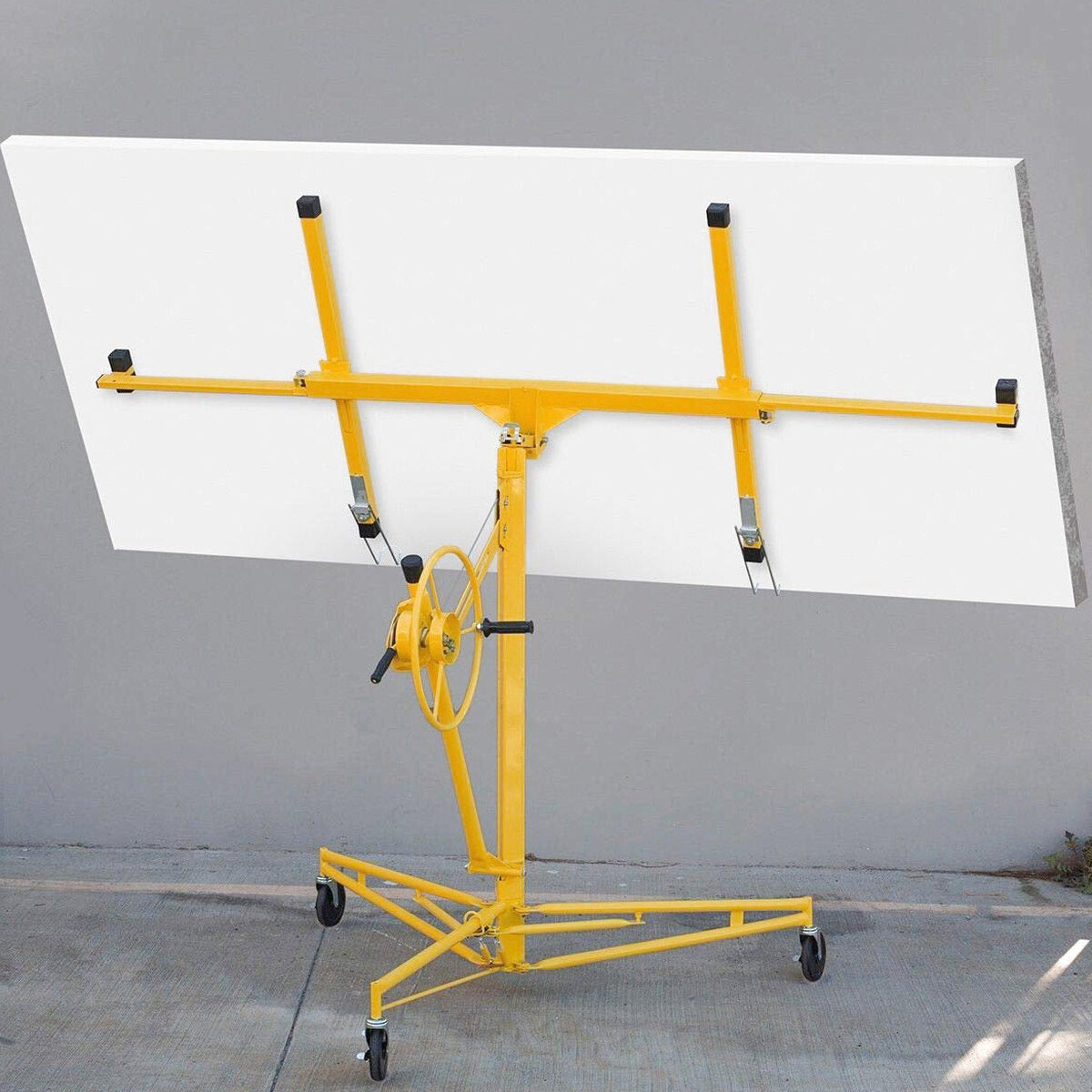 Stark USA Drywall Lift 11' Yellow Rolling Sheetrock Panel Hoist Jack - 65044