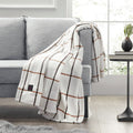 Brookstone Cozy Heated Plush Throw Blanket 50x60 in Camel Window Pane