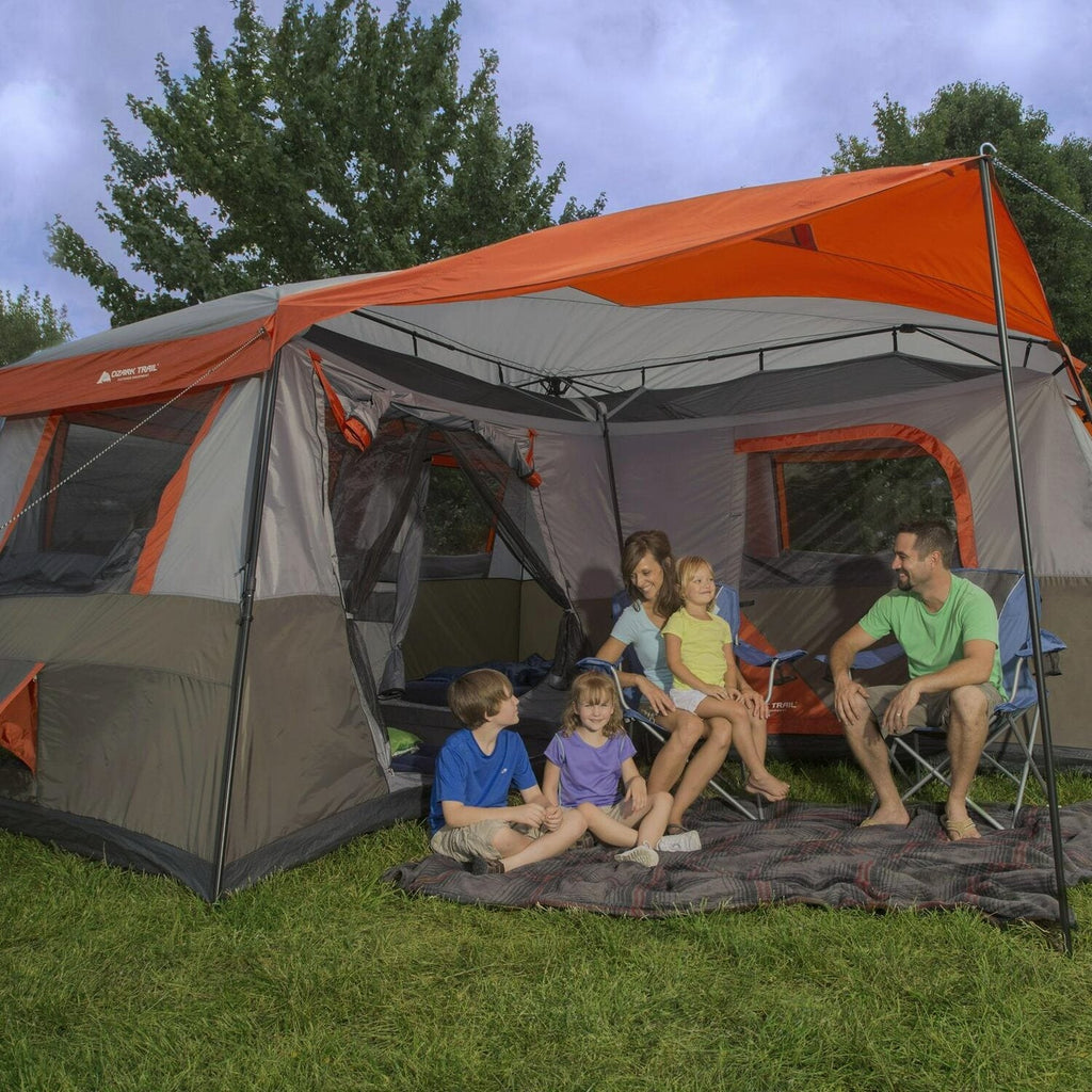 Ozark Trail Instant Cabin Tent, Sleeps 12, 16 ft x 16 ft, Brown/Red - WMT-161682B