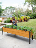 Self-Watering Eco-Stained Elevated Planter Box, Lakeside Cedar, 96 in x 24 in x 29 in