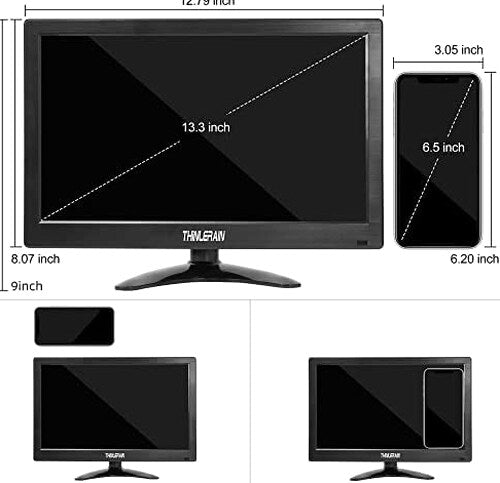 Thinlerain 13.3 Inch Mini LED Monitor 1366x768 With HDMI, VGA, AV, BNC And USB Input