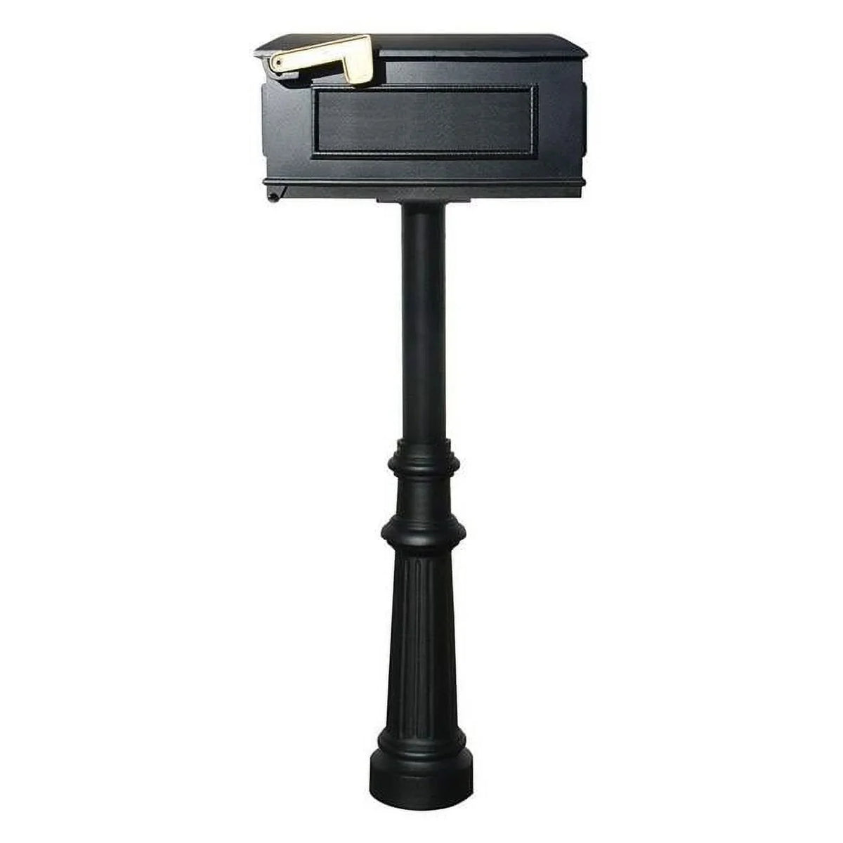 Hanford Twin No Scrolls Black Mailbox Post System With Mounting Plate - 70 x 22 x 20 in