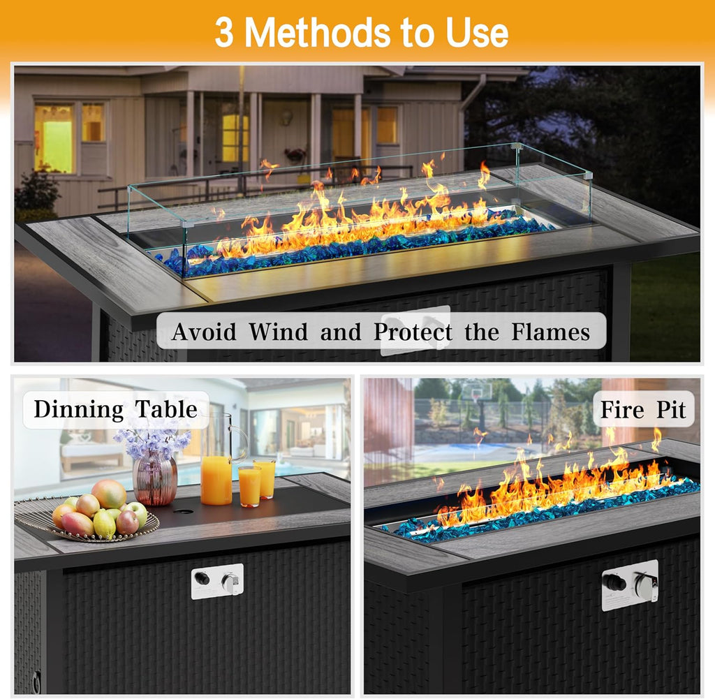 Meilocar 45in Propane Fire Pit Table, 50000 BTU, Gray Tabletop