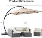 LAUSAINT HOME 11 FT Beige Curvy Cantilever Patio Umbrella With Base